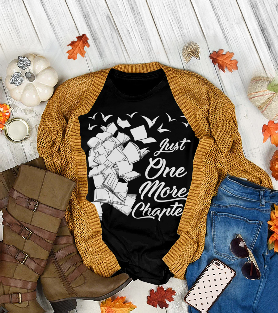 Just One More Chapter Books and Birds Flying Reading T-Shirt
