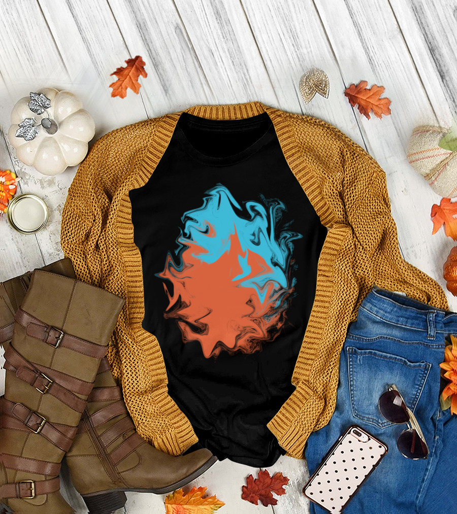Inner Flame Fire and Water Orange Blue Abstract T-Shirt