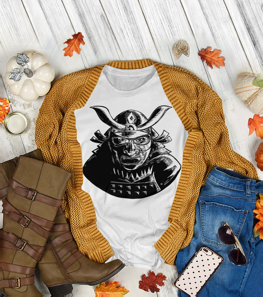 Kabuto Samurai Zentangle Warrior Helmet Mask T-Shirt