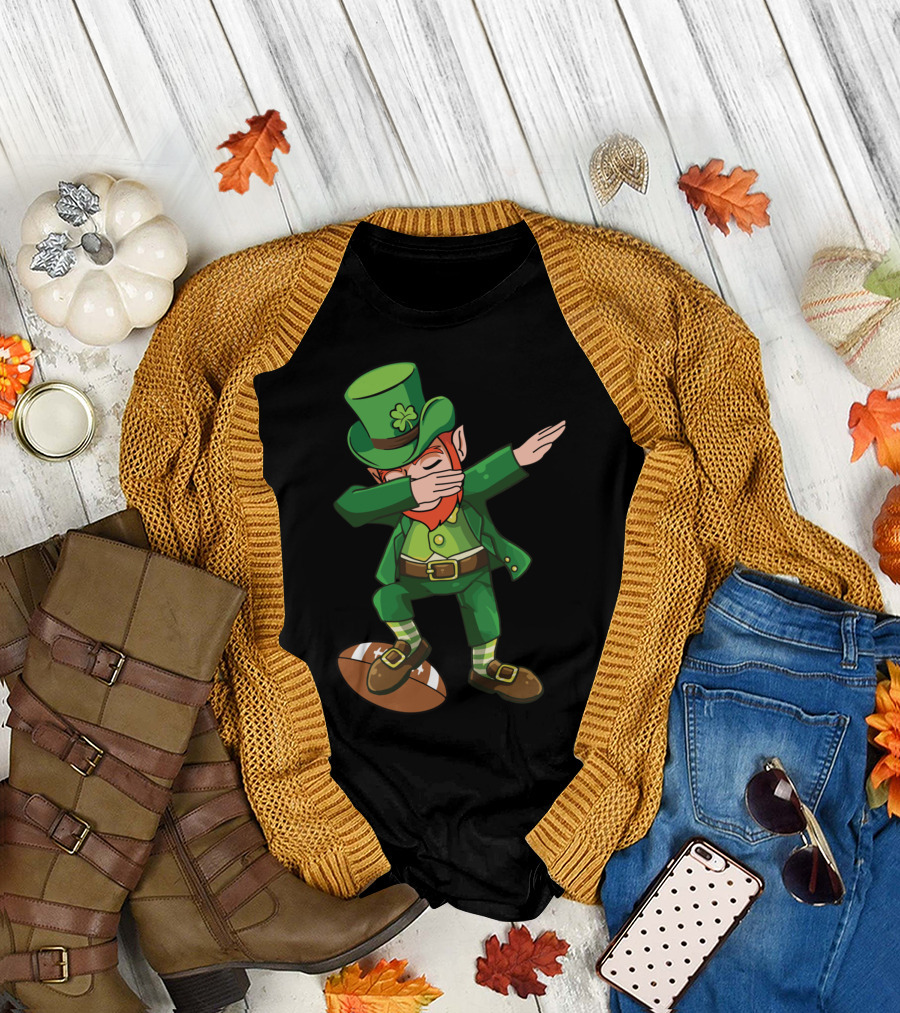 Dabbing Leprechaun Football T-Shirt