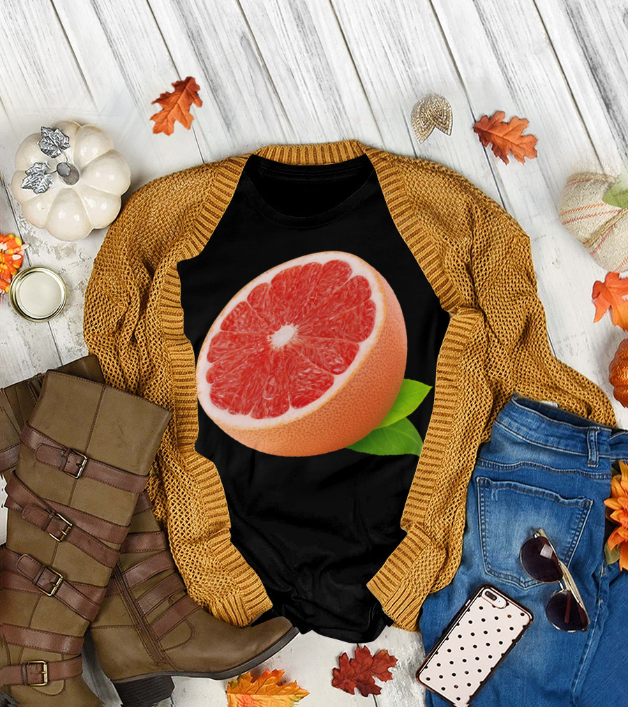 Half Of Grapefruit With Leaves T-Shirt
