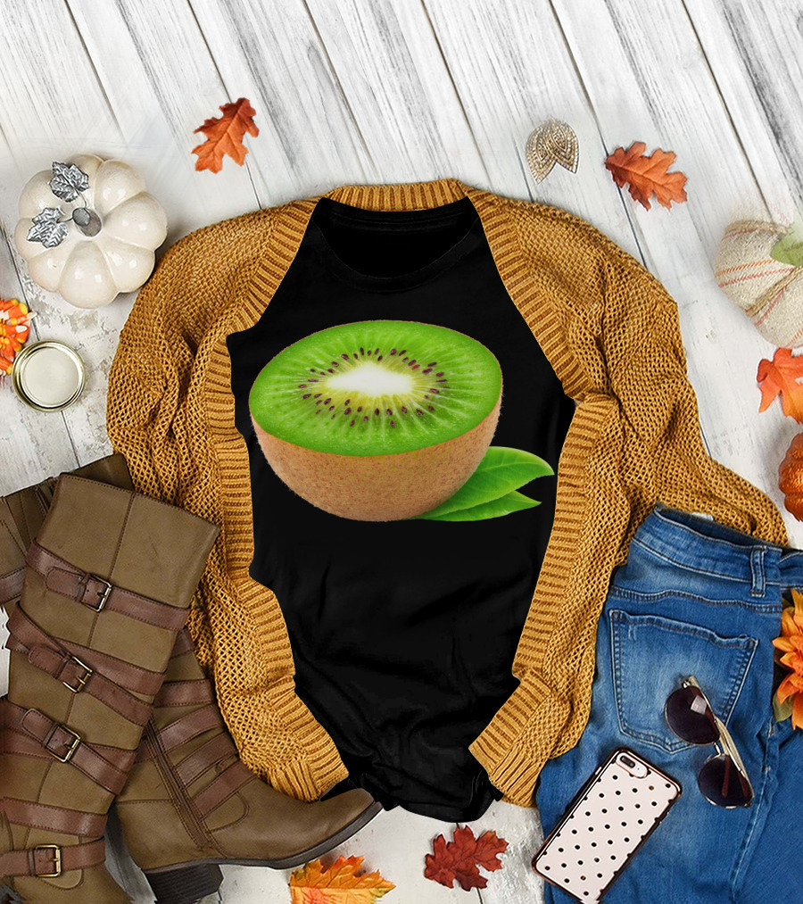 Half Of Kiwi Fruit Sti Green Fresh Cut Juicy Slice T-Shirt