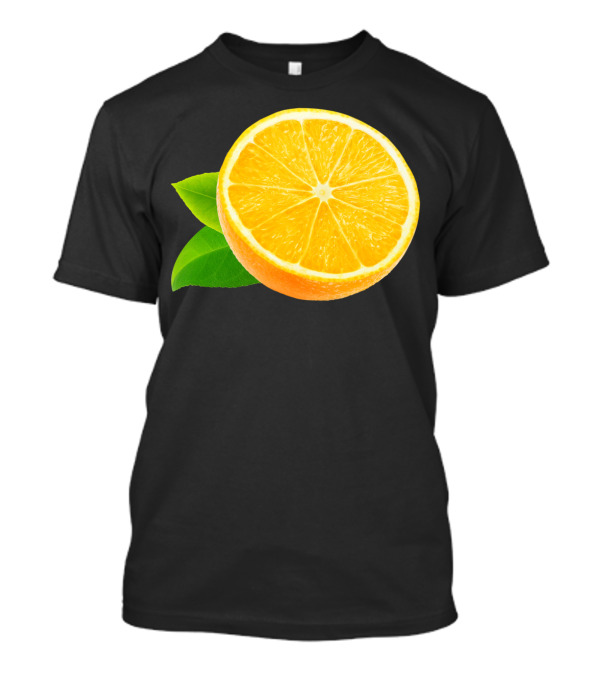 Half Of Orange Fruit Slice With Leaves T-Shirt