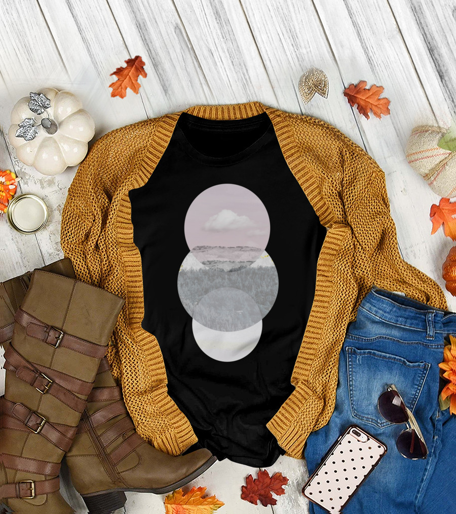 Cloud Venn Circles Overlapping Landscape Layers T-Shirt