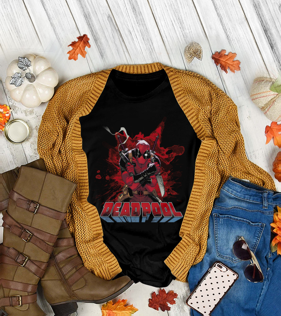 Deadpool Splatter Swords Crossed T-Shirt