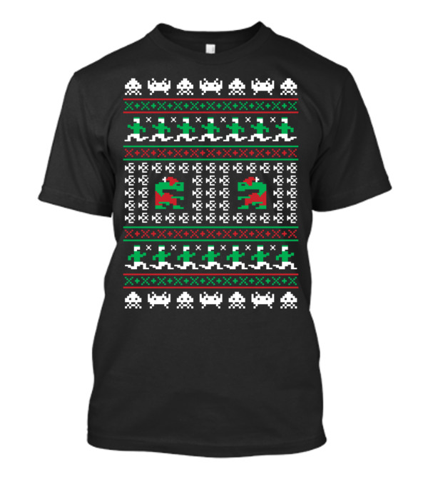Games Of Christmas Past With Retro Pixel Characters T-Shirt