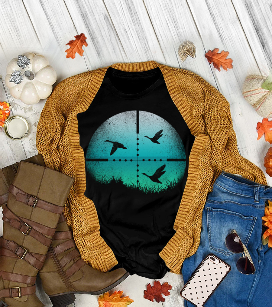 Duck Hunting Silhouette in Scoped View T-Shirt