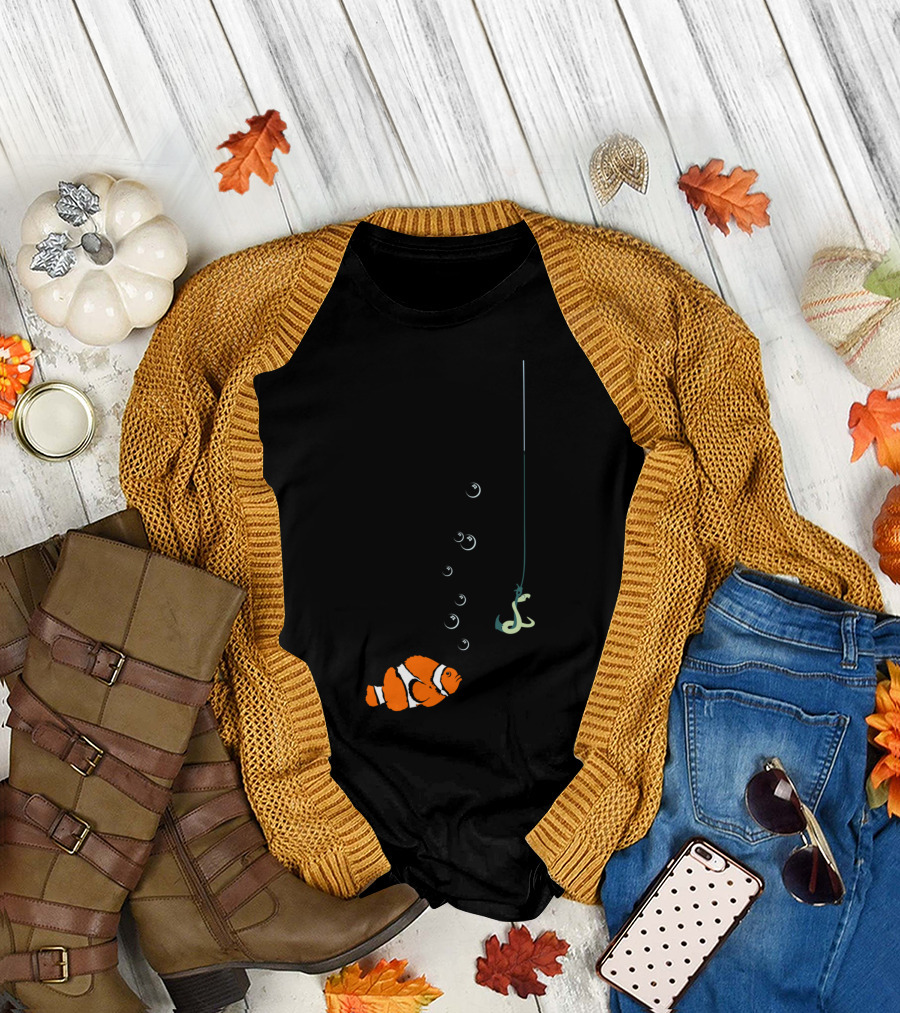 Clown Fish Temptation with Fishing Hook and Bubbles VDS2 T-Shirt