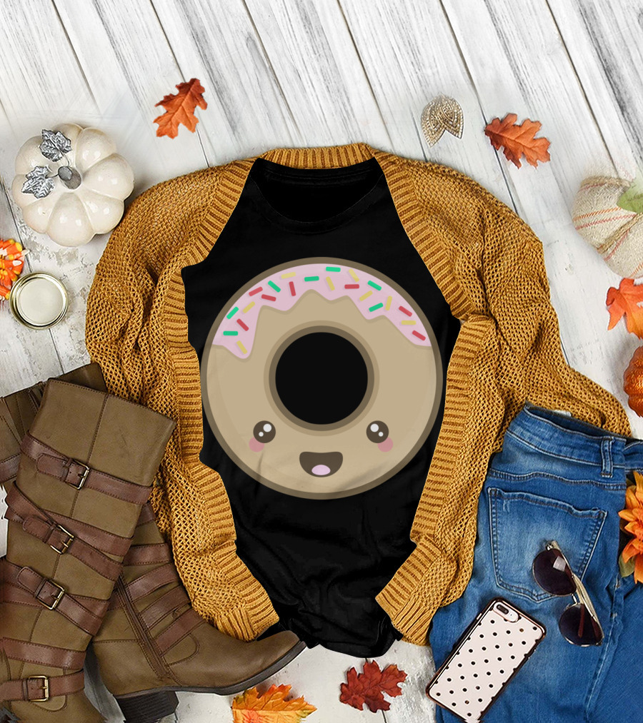 Kawaii Donut Happy Face with Sprinkles T-Shirt