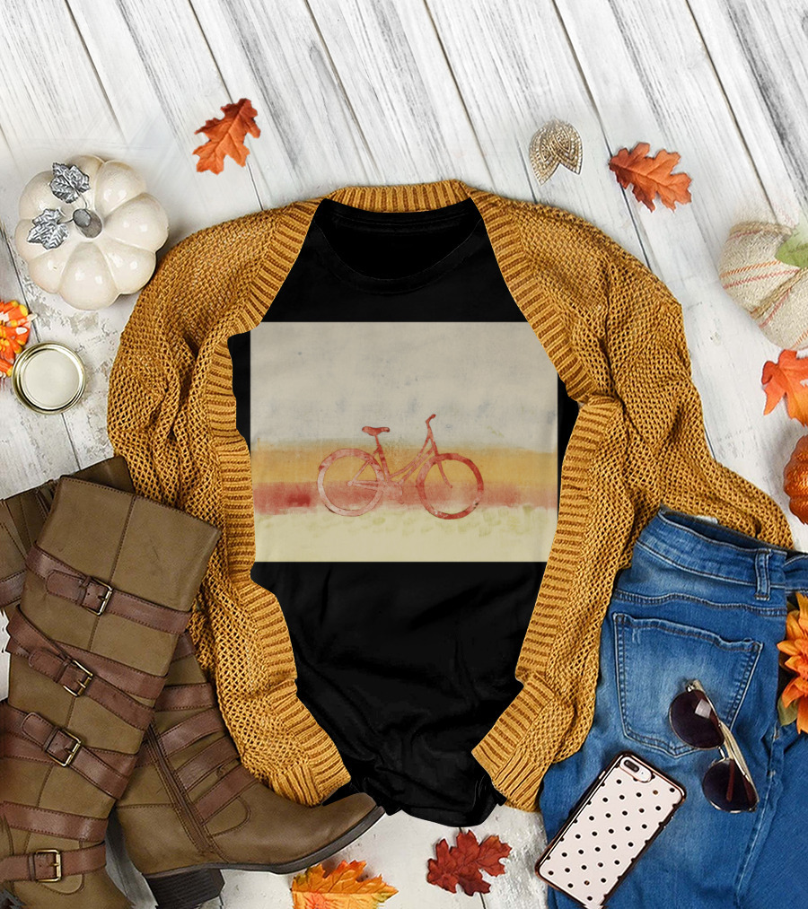 Bicycle Watercolor Landscape T-Shirt