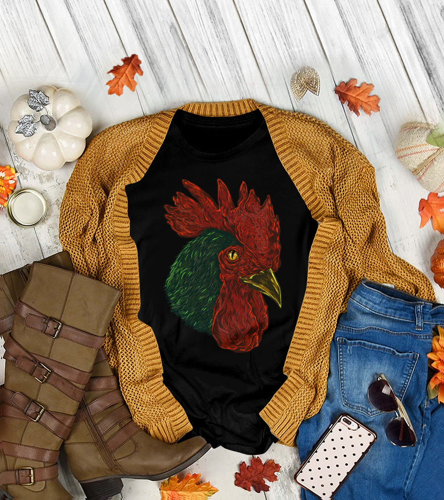 Cock A Doodle Boo Rooster Head T-Shirt
