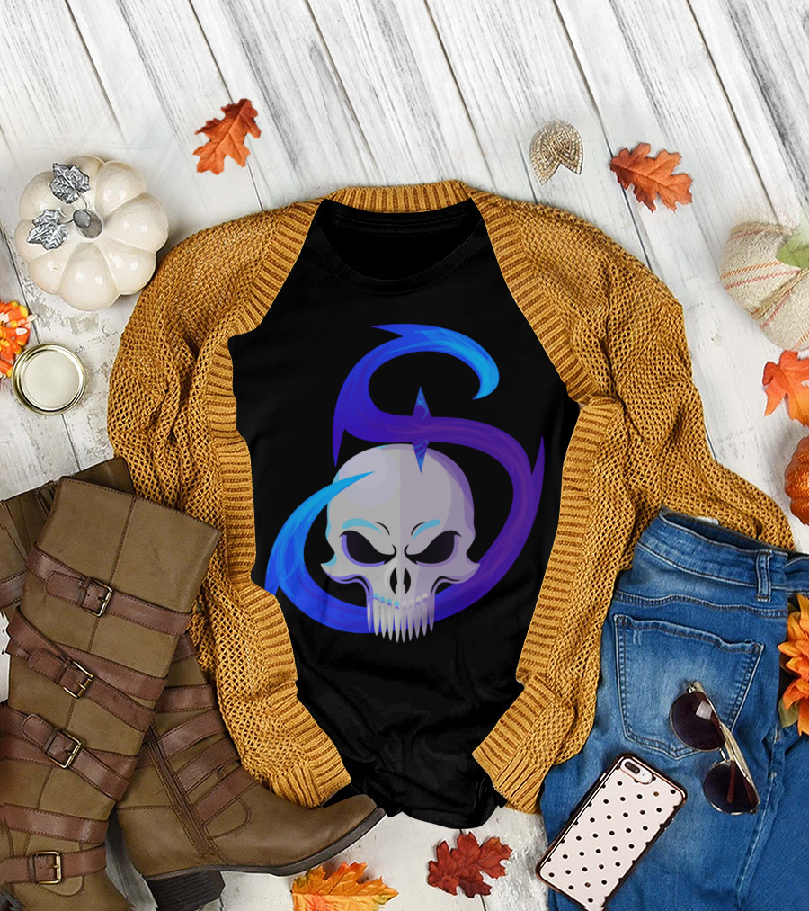 AFS Smokes Stic Skull with Blue and Purple Swirl T-Shirt