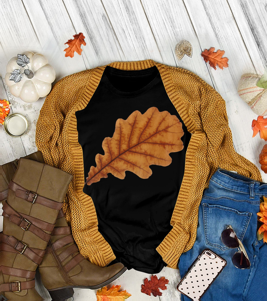Autumn Oak Brown Leaf Organic Sti T-Shirt