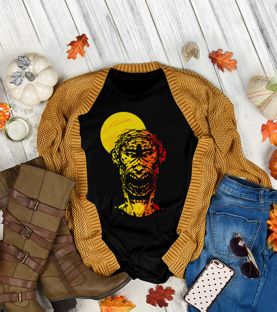 Monday Morning Zombie with Yellow Sun Background T-Shirt