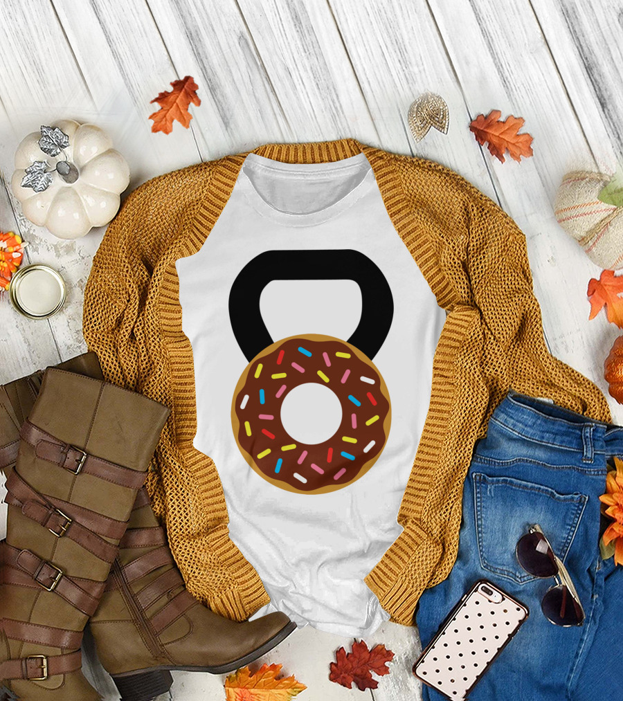Kettlebell Donut Chocolate Sprinkle Fitness Fusion T-Shirt