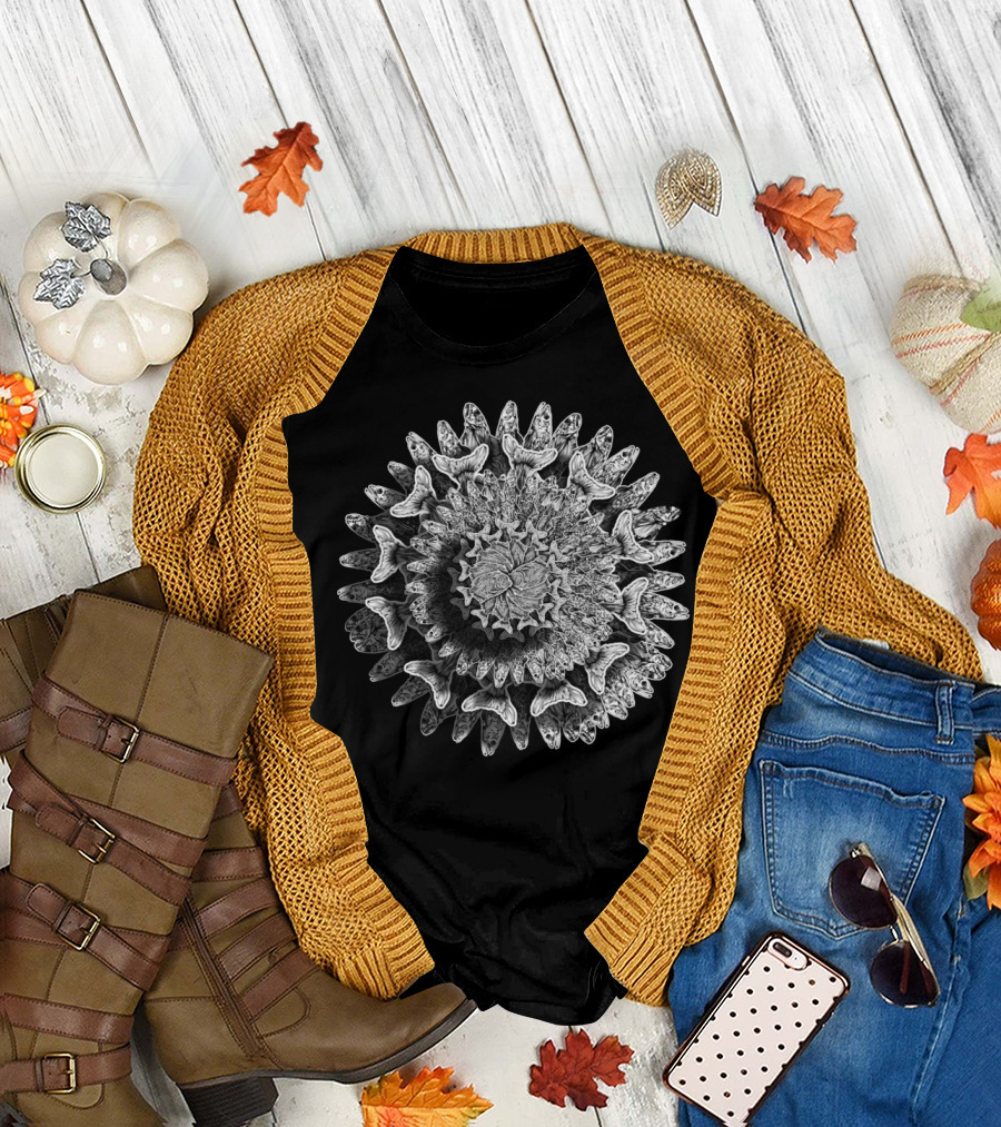 Fish Flower Pattern Illusion T-Shirt