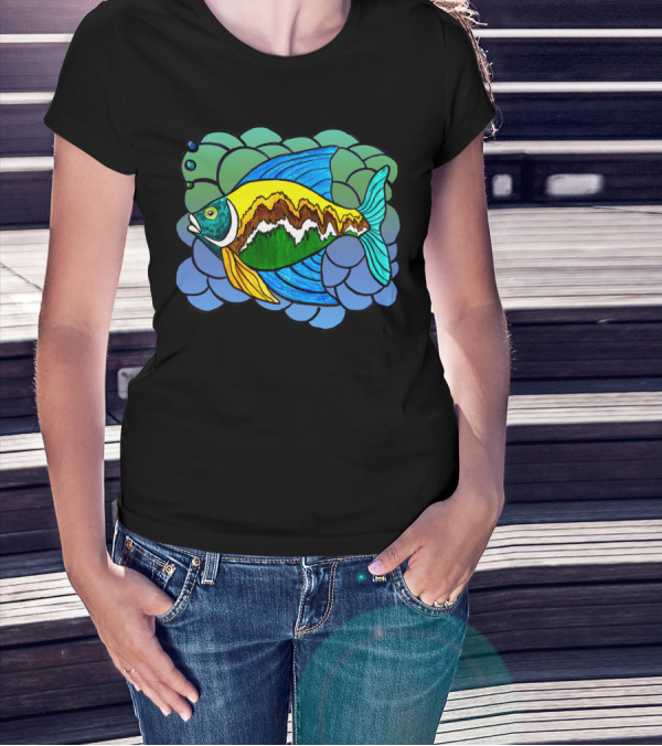 Big Fish Colorful Abstract Ocean T-Shirt