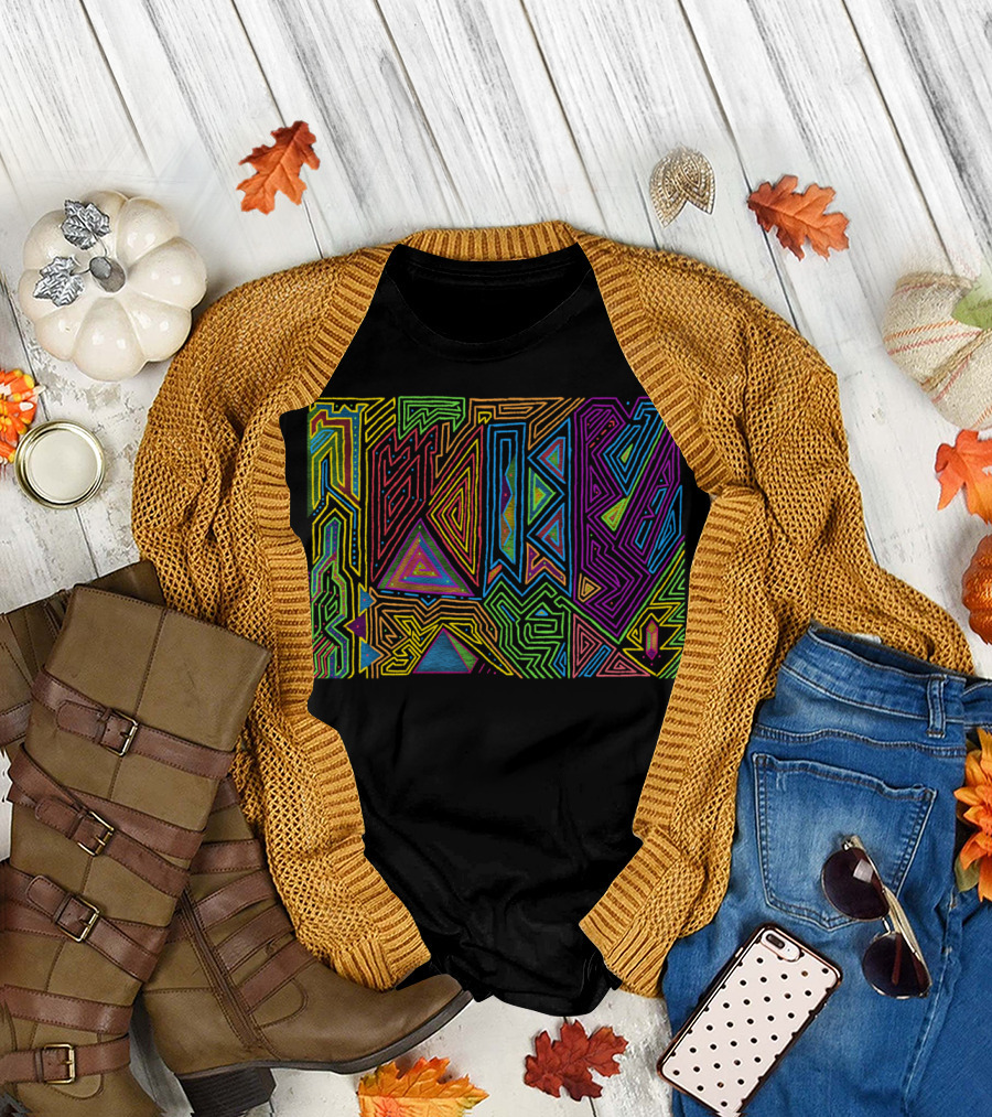 PowerLines Vibrant Geometric Maze with Multicolor T-Shirt