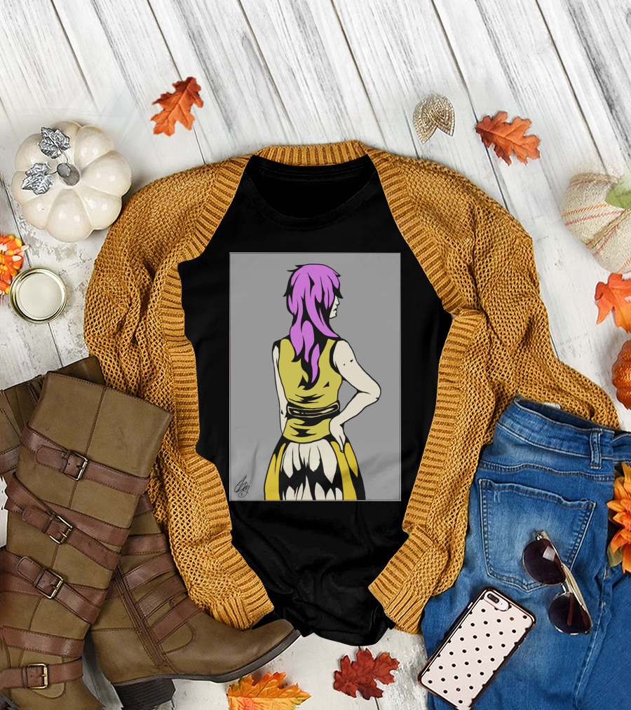 Ai Comic Flats Purple Haired Woman T-Shirt