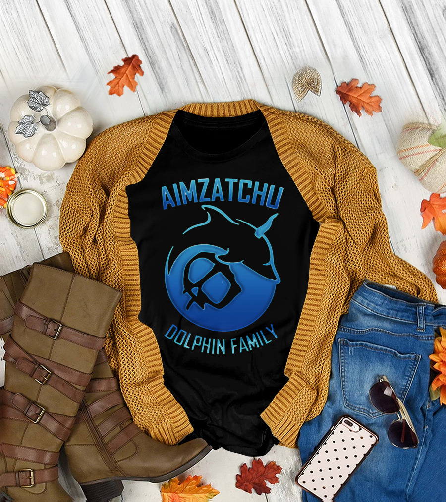AIMZATCHU Dolphin Family Logo Skull and Unicorn Elements T-Shirt