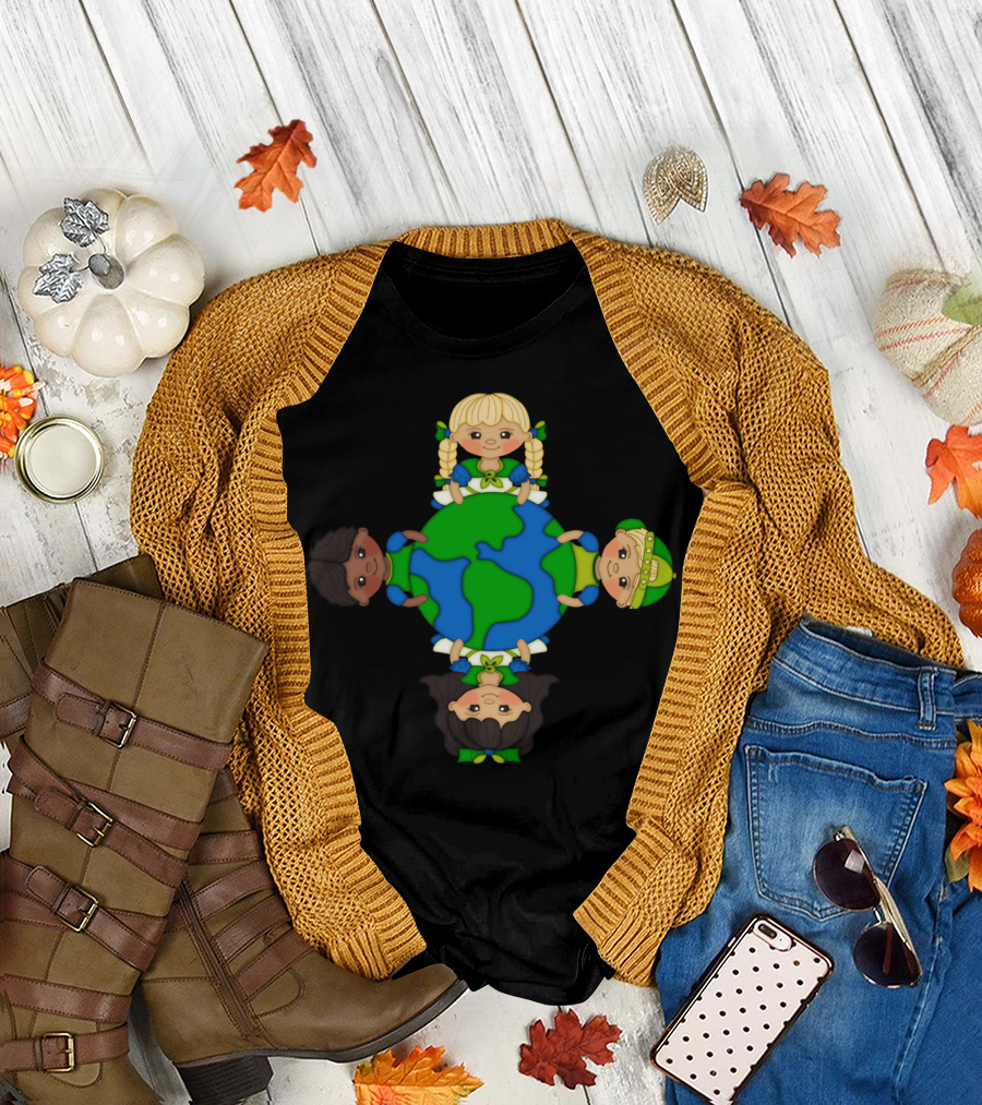 Earth Day Children Holding World Together T-Shirt