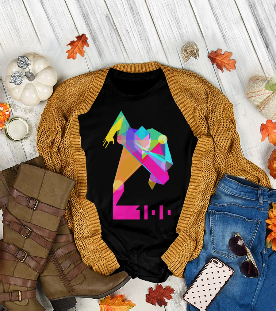 100m Sprint Geometric Runner Vibrant Colors T-Shirt