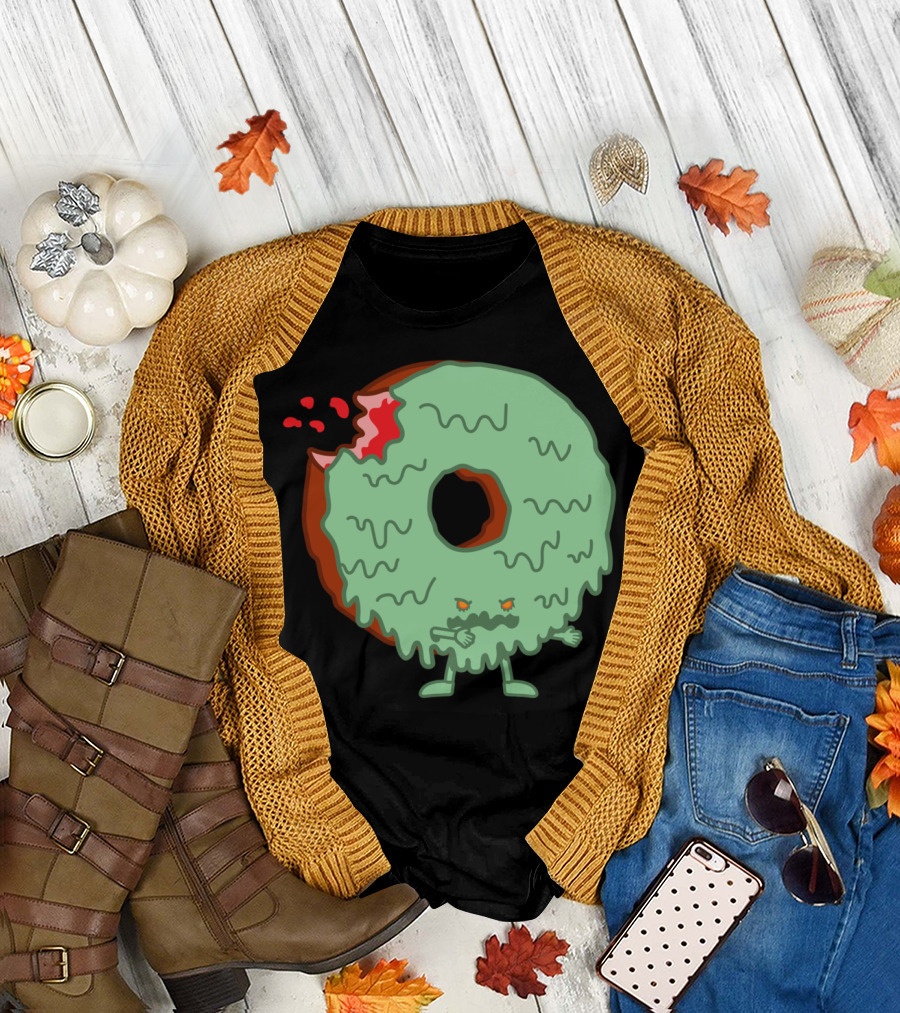 Zombie Doughnut Creepy Green Icing with Bite Marks T-Shirt