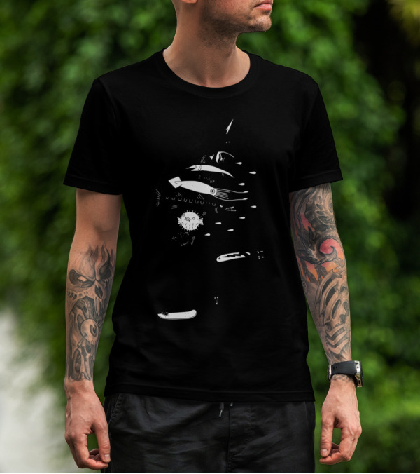Fish Kabob Skateboarding Creature With Sea Creatures Stack T-Shirt