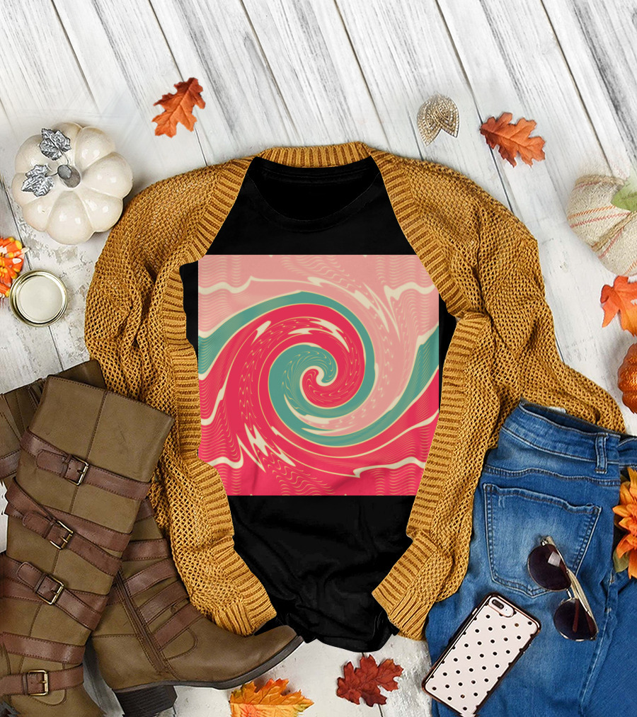 Big Red Wave Swirl Pattern Vibrant Abstract T-Shirt