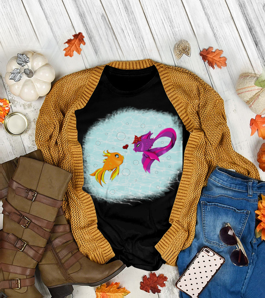 Fish Love Heart Bubble T-Shirt