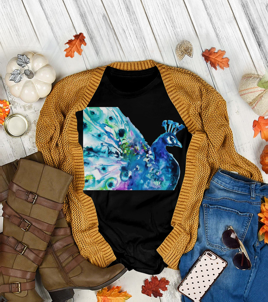Pretty Peacock Watercolor T-Shirt