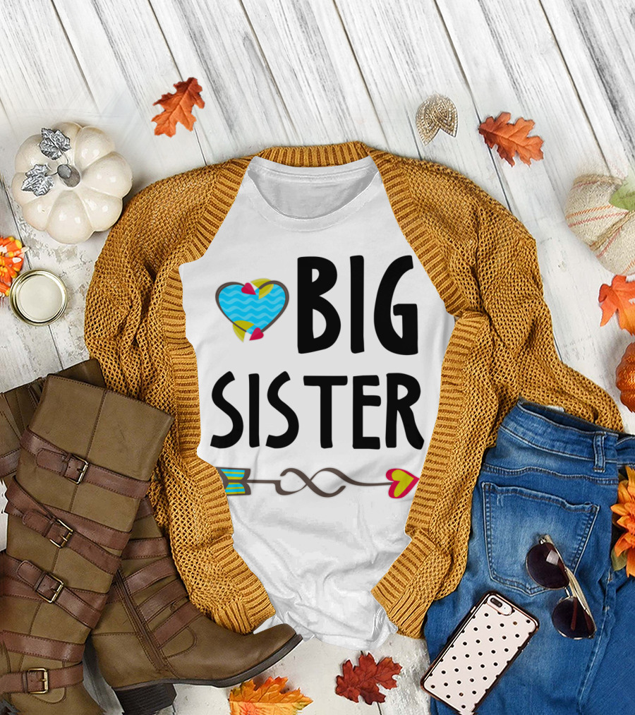 Big Sister Heart Arrow Decor T-Shirt