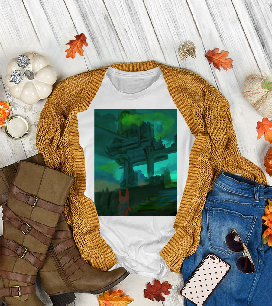Kit The Red Rabbit Eerie Green Sci-Fi Structure and Atmosphere T-Shirt