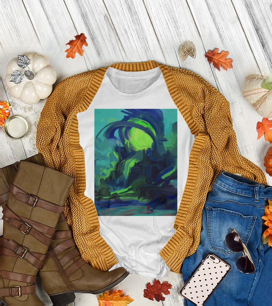 Kit The Red Rabbit Neon Portal Surreal Cosmic Landscape Adventure T-Shirt