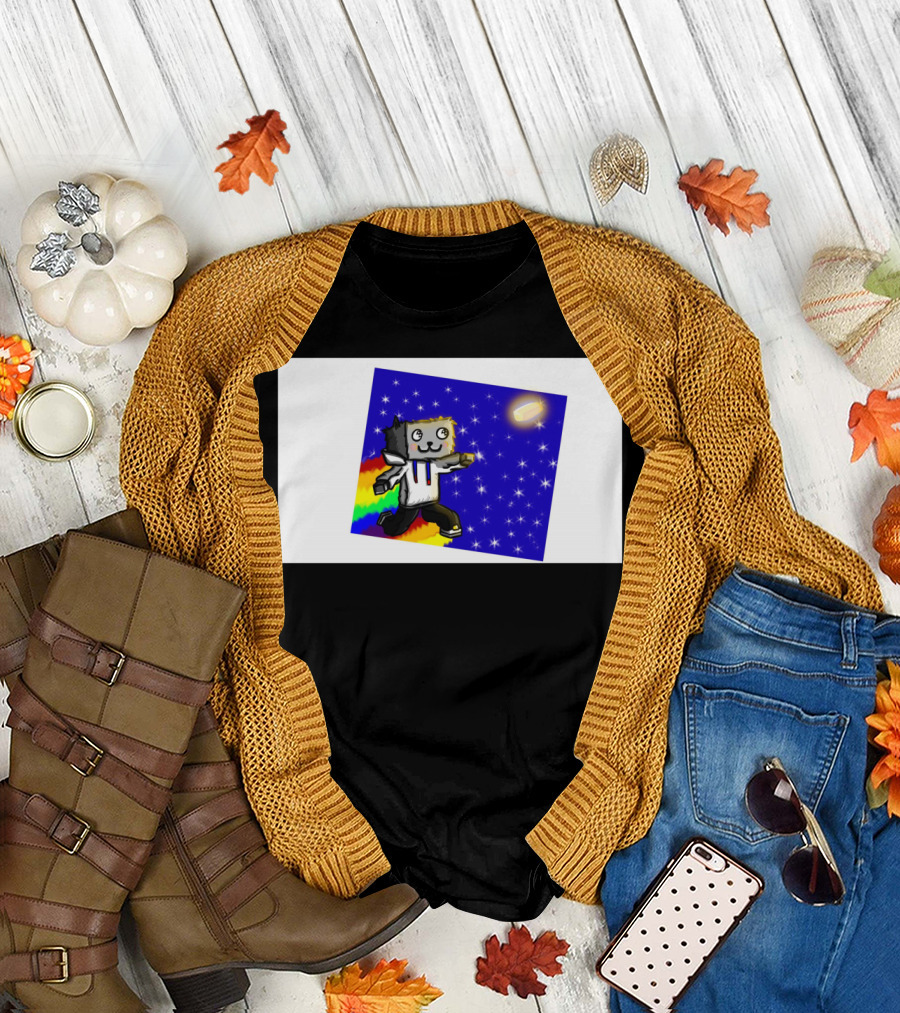Coffee Cup #1 Starry Rainbow Cat Chase T-Shirt