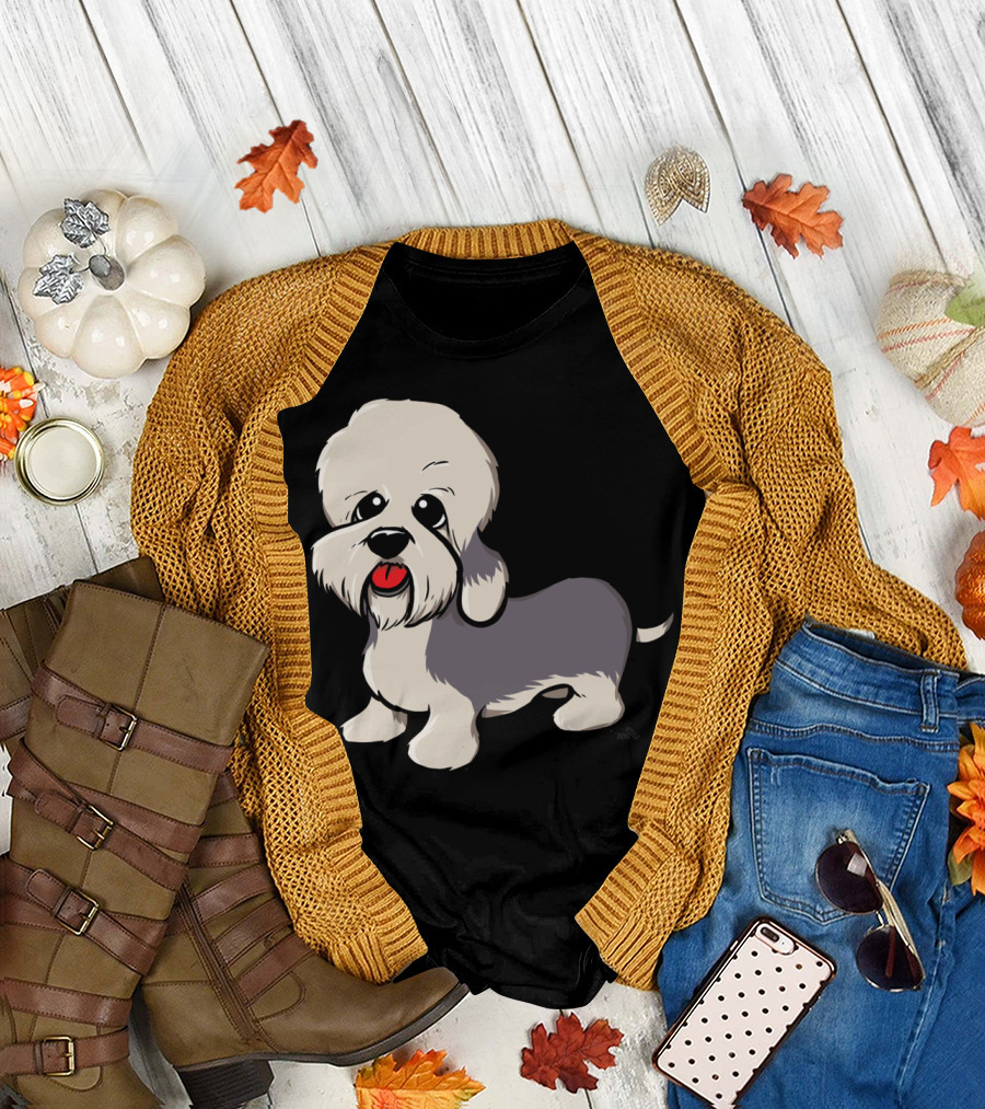 Dandie Dinmont Terrier Cute Cartoon Dog T-Shirt