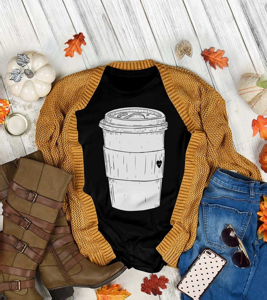 Coffee In My Veins Love Heart Cup T-Shirt
