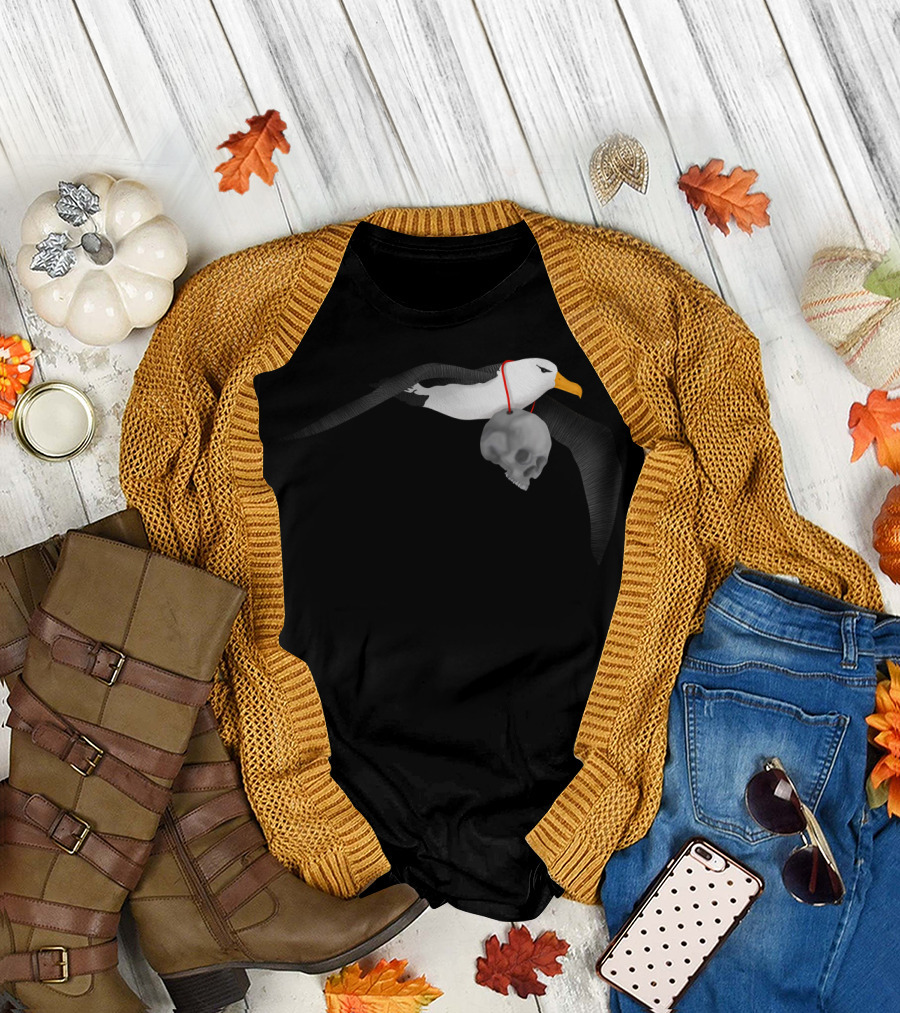 Albatross Carrying Skull with Red Necklace T-Shirt