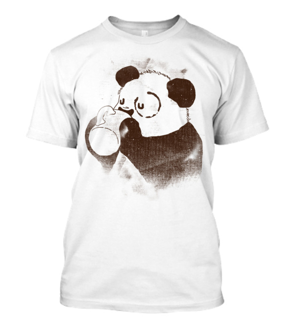 Dark Eye Circle Panda Drinking Coffee T-Shirt