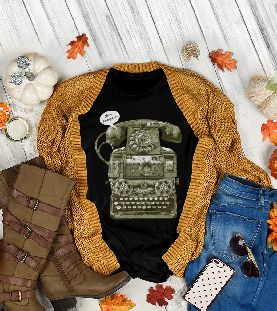 Hello, Smartphone Vintage Communication Mashup T-Shirt