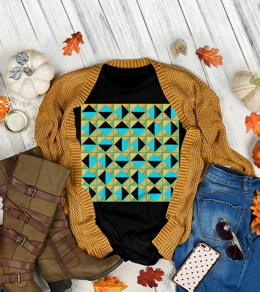 Algorithmic Geometric Colorful Pattern Design Squares T-Shirt