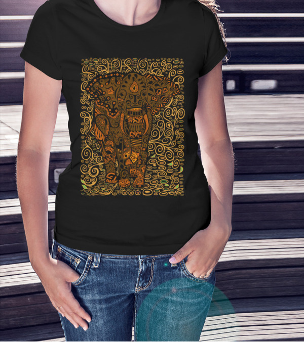 Aztec Elephant Floral Swirls T-Shirt