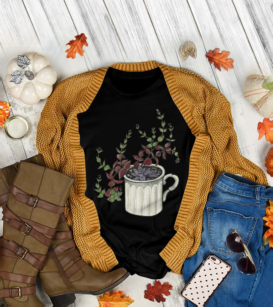 Coffee Cup Succulents Fr T-Shirt