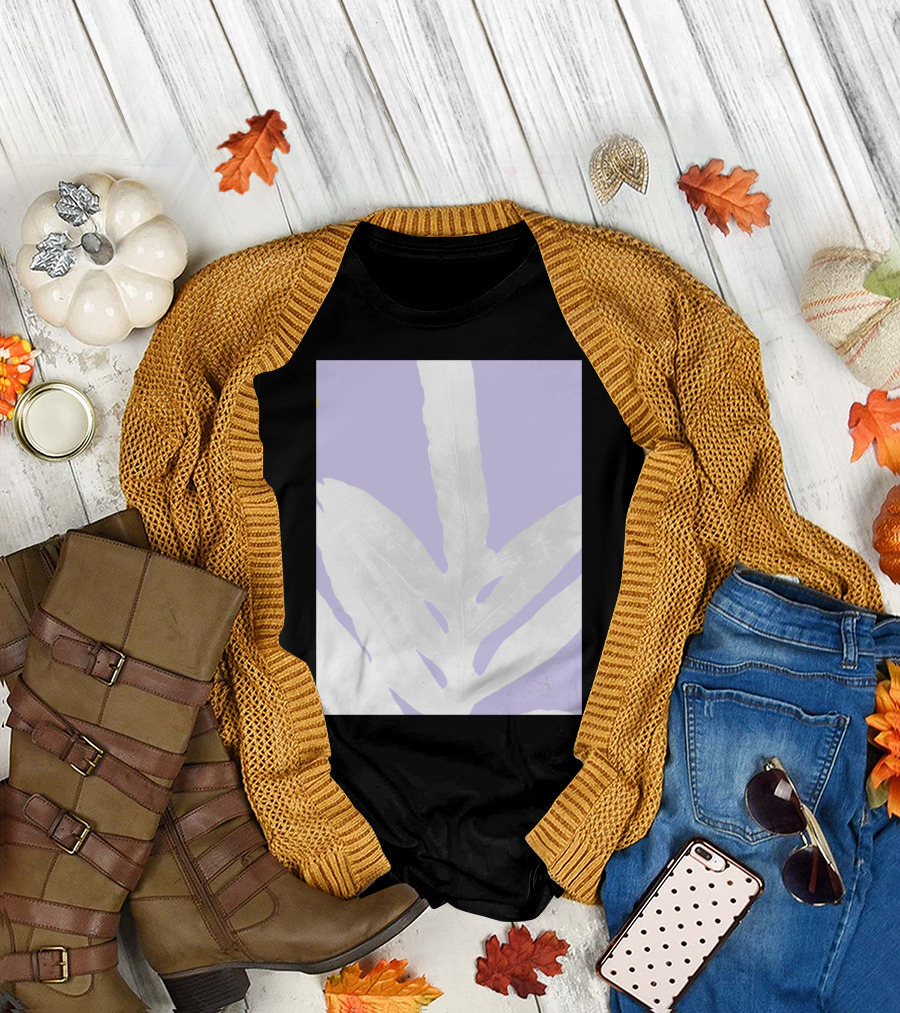 White Fern Leaves on Lavender Background T-Shirt