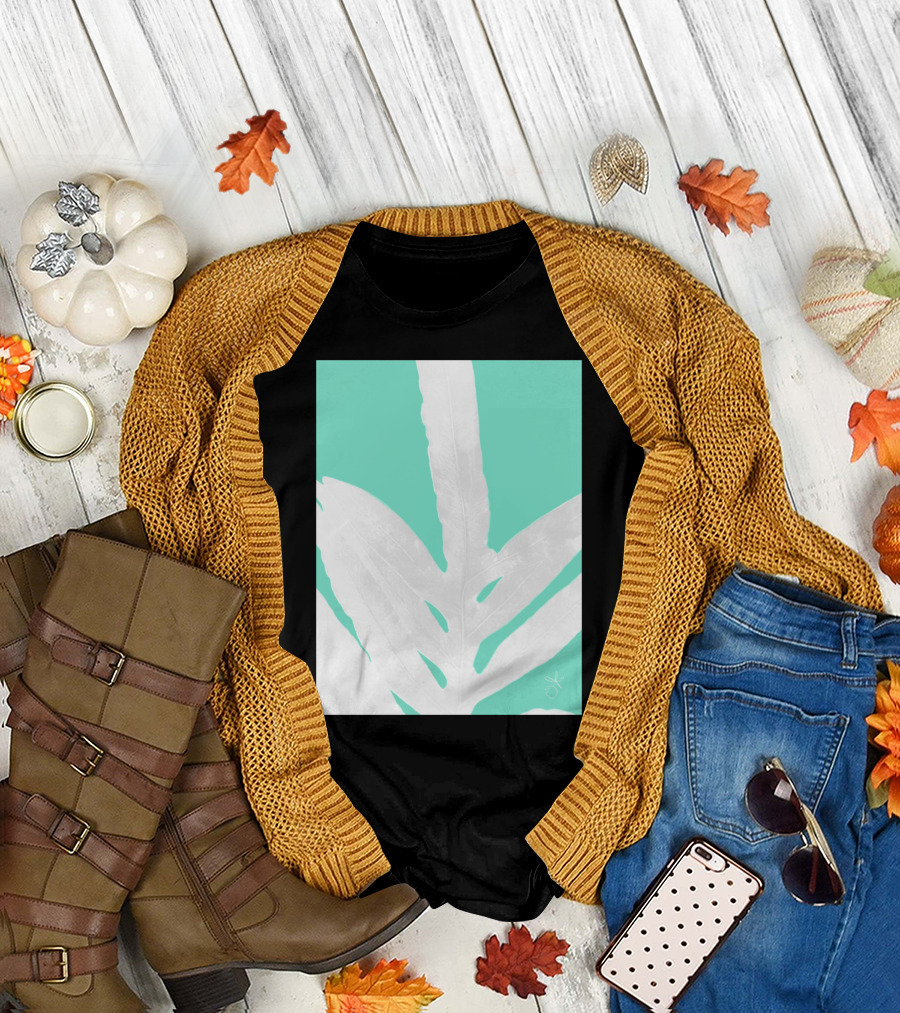 Green Fern White Silhouette On Mint Green T-Shirt