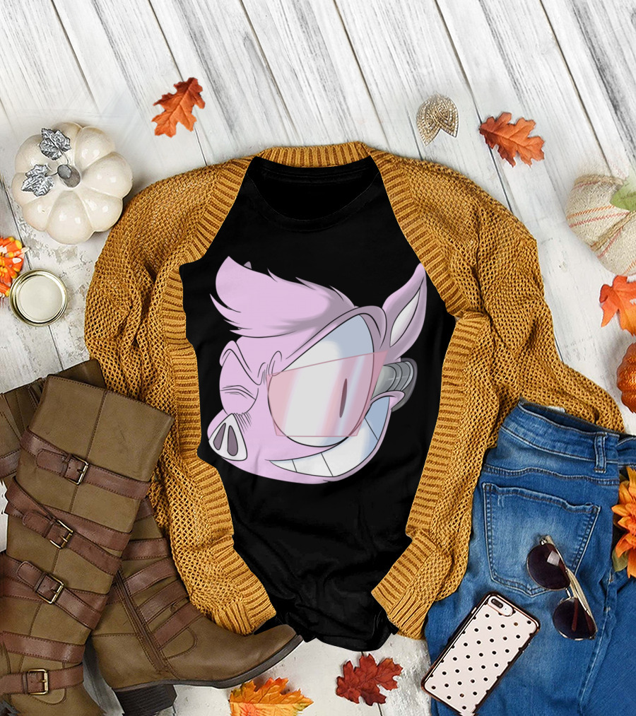 BionicPIG Futuristic Cybernetic Cartoon Character T-Shirt