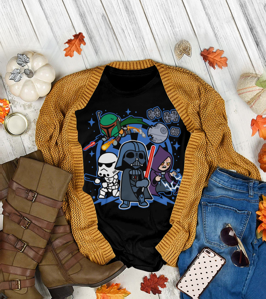 Darth Vader And Friends Boba Fett Stormtrooper Death Star TIE Fighters Emperor Palpatine T-Shirt