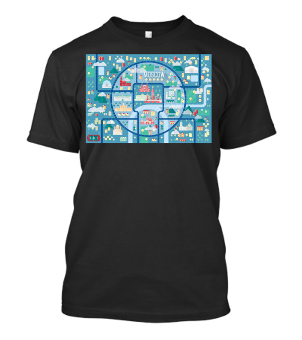 Moscow Iconic City Map Colorful Landmarks T-Shirt
