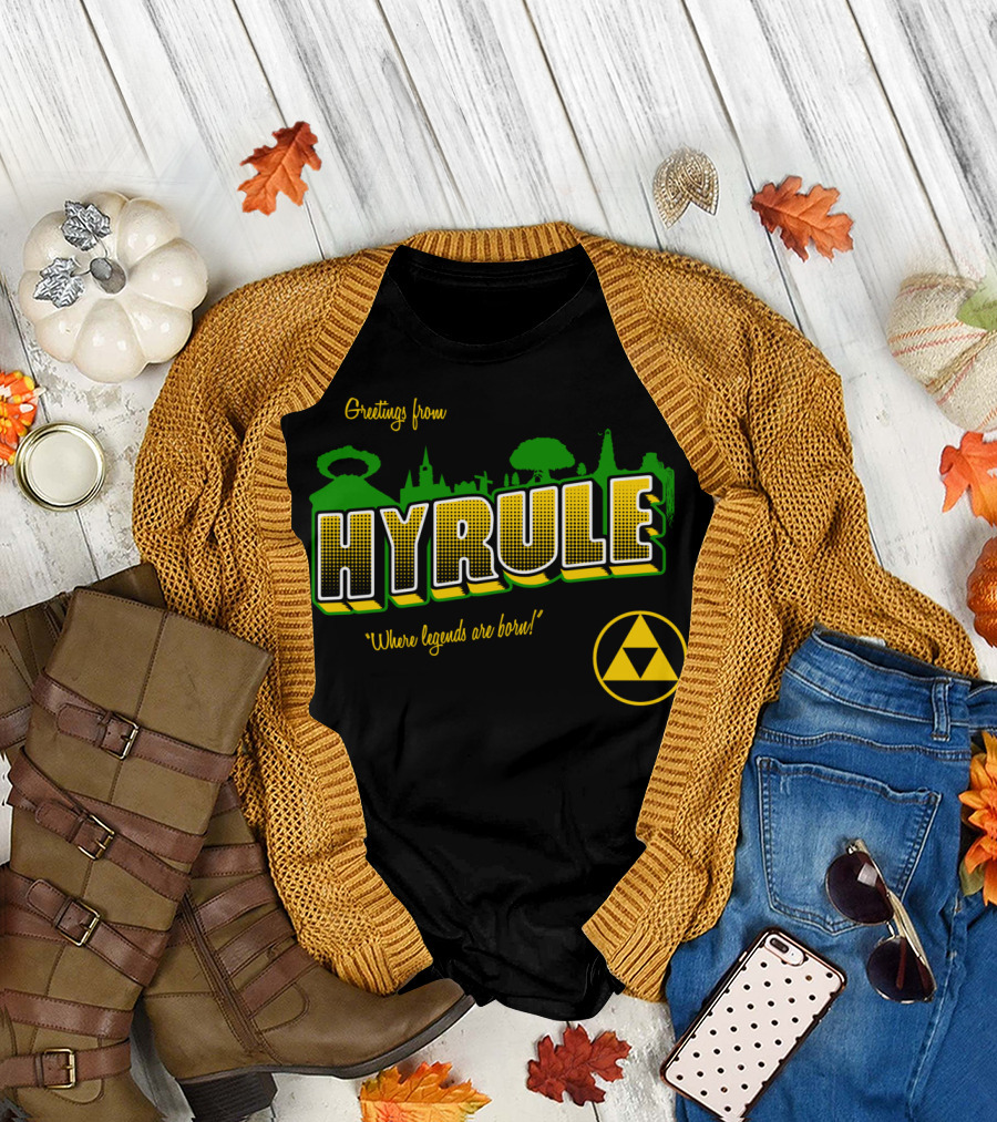 Greetings From Hyrule Where Legends Are Born Triforce T-Shirt