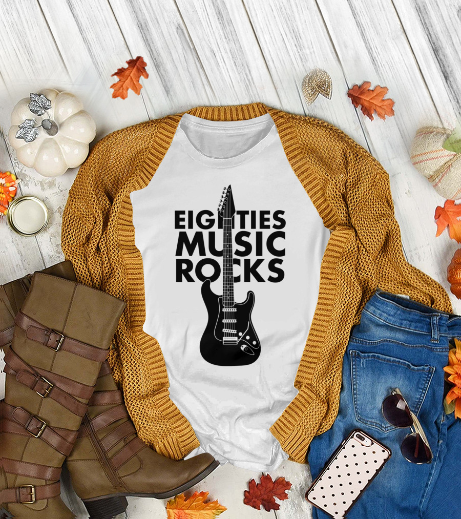 Eighties Music Rocks Guitar T-Shirt